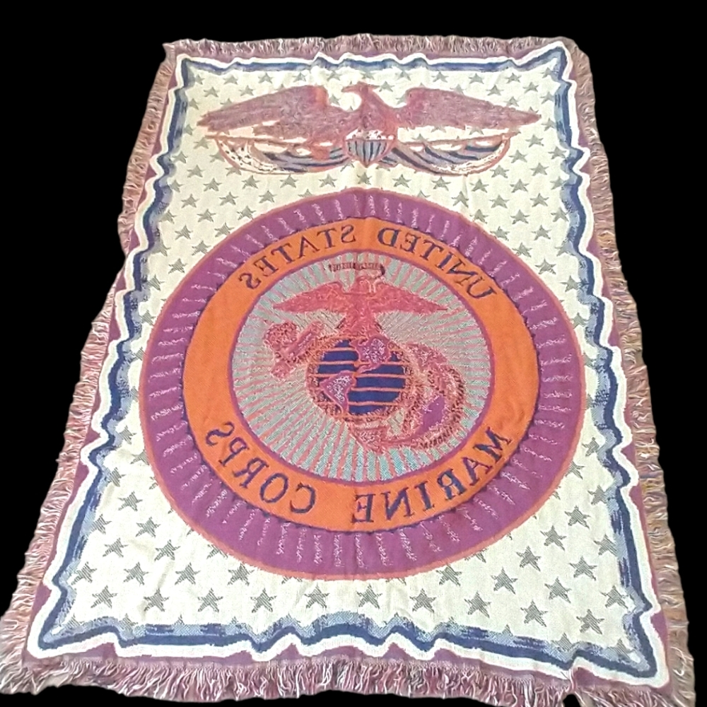 Simply Home Tapestry Throw U.S. Marine Triple Layer Blanket 45"‎ x 66"